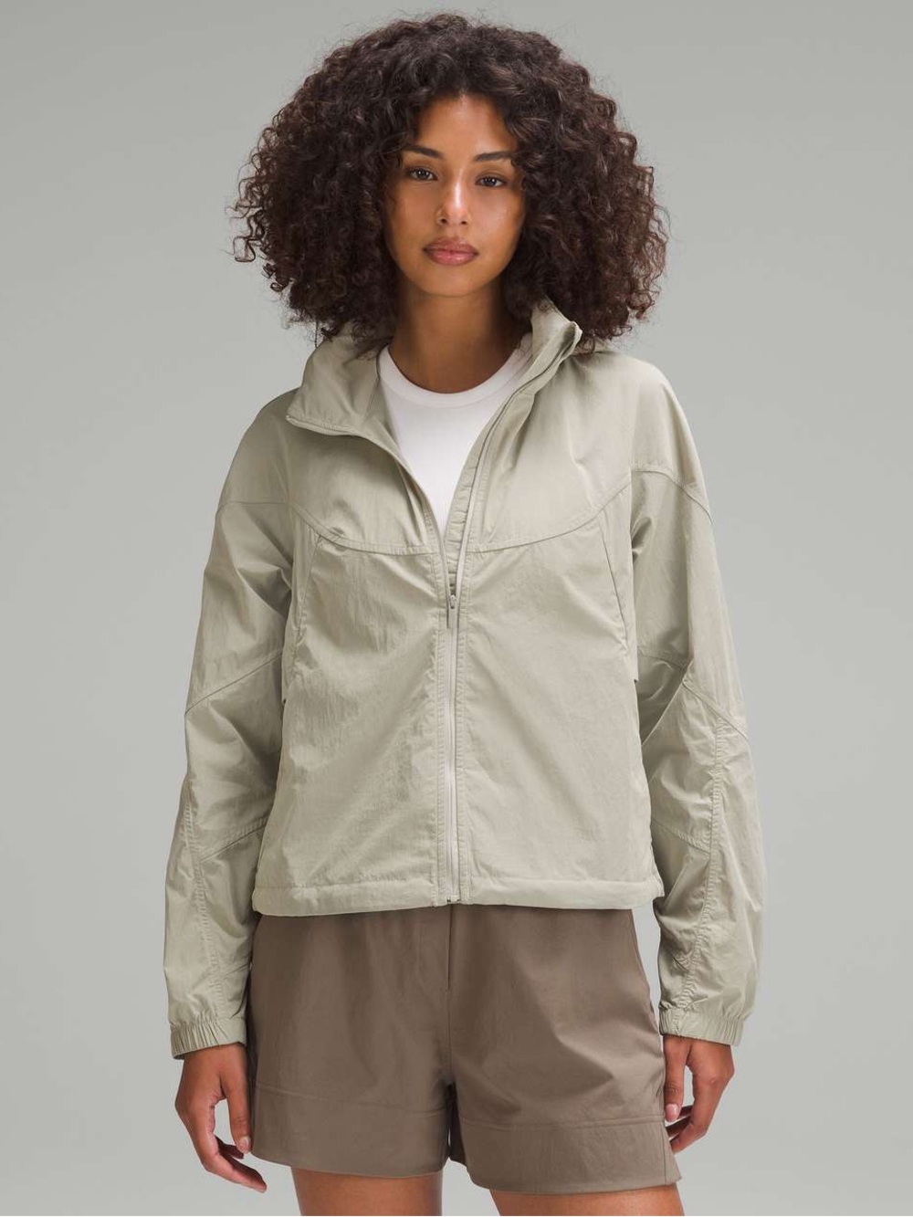 Lululemon Evergreen Cropped Full-Zip Hoodie in Raw Linen (US 6)